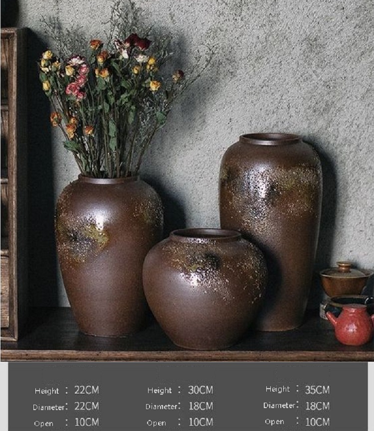 Vintage small fresh vase living room flower arrangement ornaments Jingdezhen stoneware clay pot pottery full of stars dried flower vase