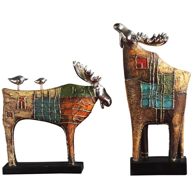 Poetic habitat, romantic pastoral reindeer ornaments, American vintage soft decorations, study hallway cabinets, decorations