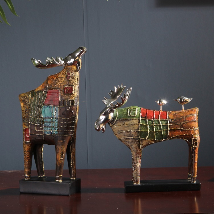 Poetic habitat, romantic pastoral reindeer ornaments, American vintage soft decorations, study hallway cabinets, decorations
