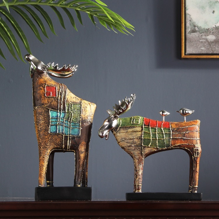 Poetic habitat, romantic pastoral reindeer ornaments, American vintage soft decorations, study hallway cabinets, decorations