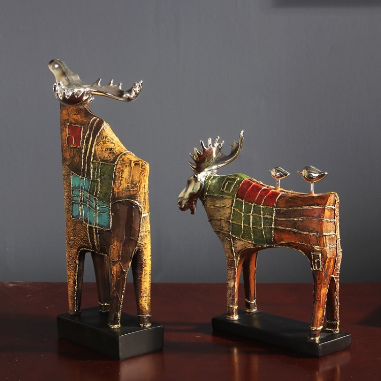 Poetic habitat, romantic pastoral reindeer ornaments, American vintage soft decorations, study hallway cabinets, decorations