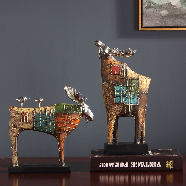 Poetic habitat, romantic pastoral reindeer ornaments, American vintage soft decorations, study hallway cabinets, decorations