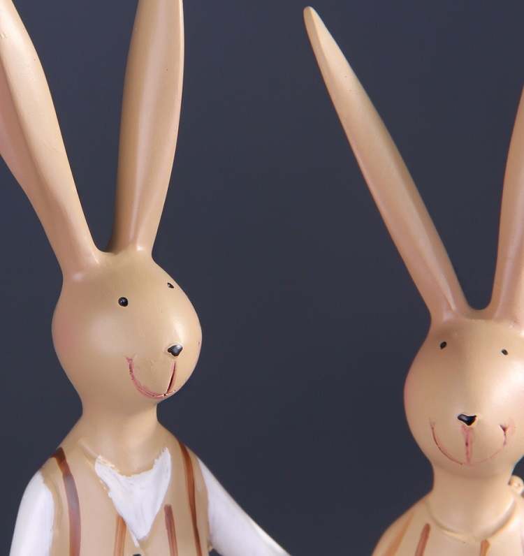 Creative American pastoral soft decorations, Sen rabbit family ornaments, entryway chest of drawers, healing crafts