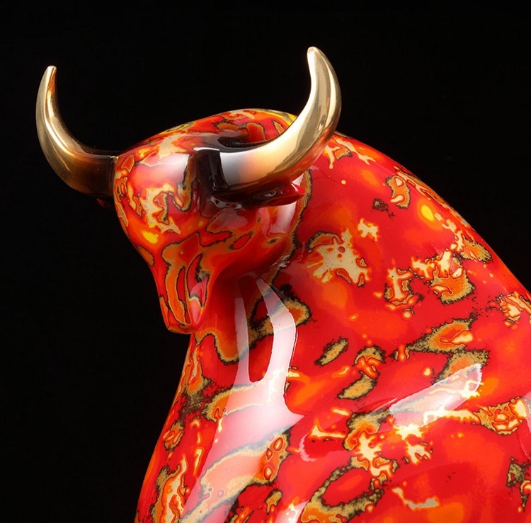 Full copper cow ornaments, lucky lacquer crafts, living room office decorations, opening gifts, high-grade