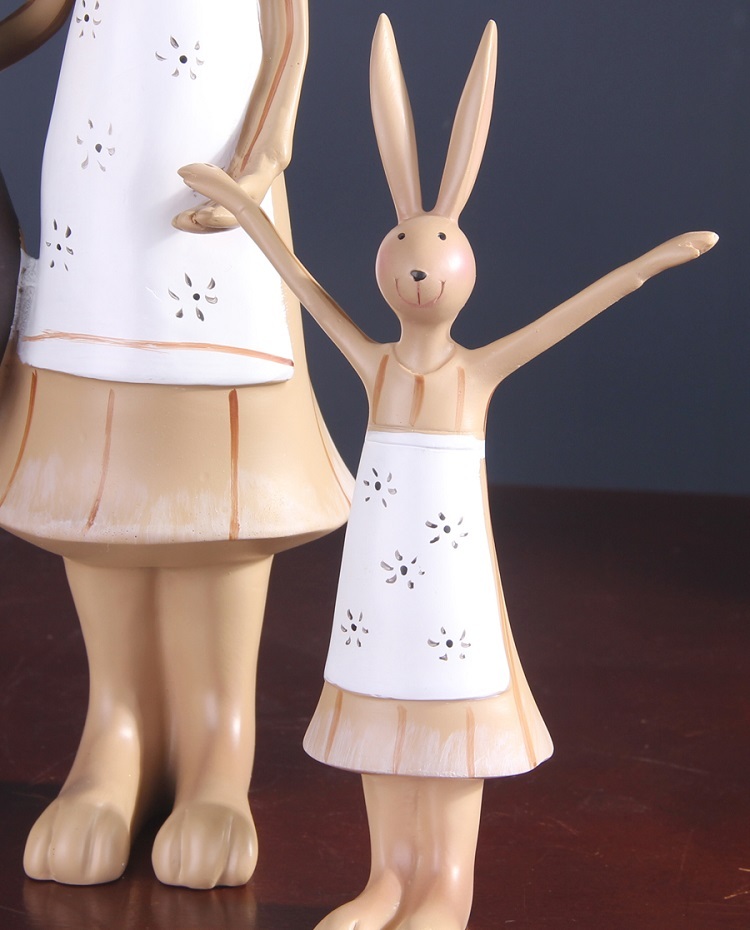 Creative American pastoral soft decorations, Sen rabbit family ornaments, entryway chest of drawers, healing crafts