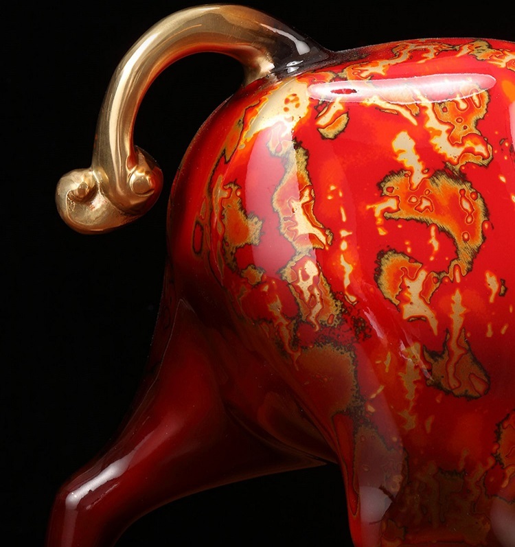 Full copper cow ornaments, lucky lacquer crafts, living room office decorations, opening gifts, high-grade