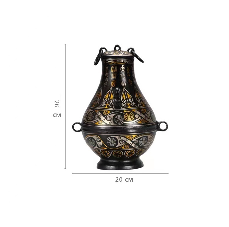 Bronze antique ornaments, Han dynasty gold and silver inscriptions, round pots, wine and water, bronze craft collections