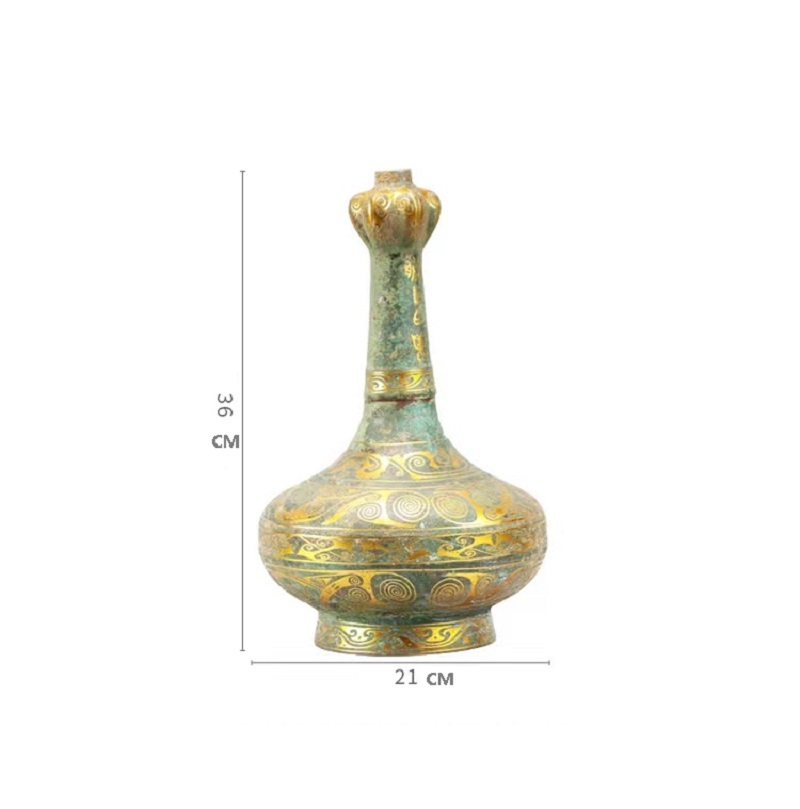 Bronze ornaments Antique distressed bronze gold inscription Garlic bottle Craft wine tasting museum