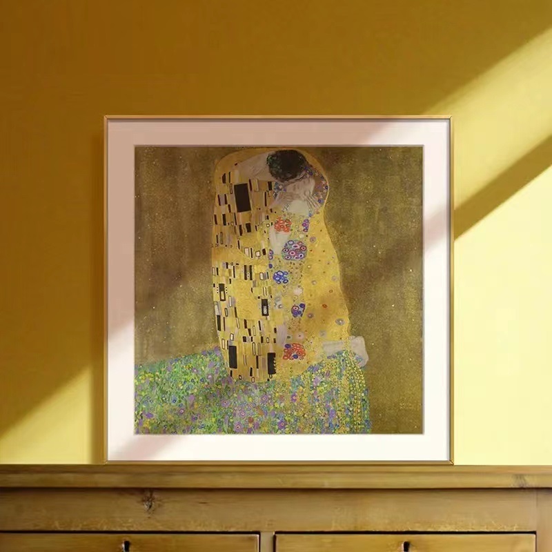 Klimt oil painting kiss Museum-level ultra-clear replica prints Dining room, bedroom, study, decorative painting minimalist