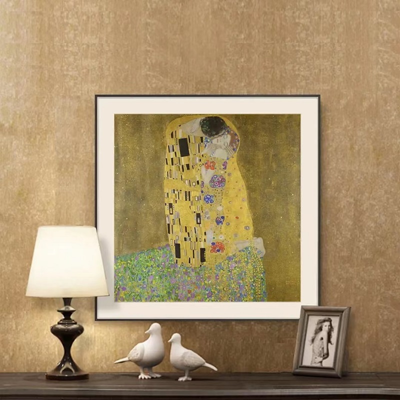 Klimt oil painting kiss Museum-level ultra-clear replica prints Dining room, bedroom, study, decorative painting minimalist