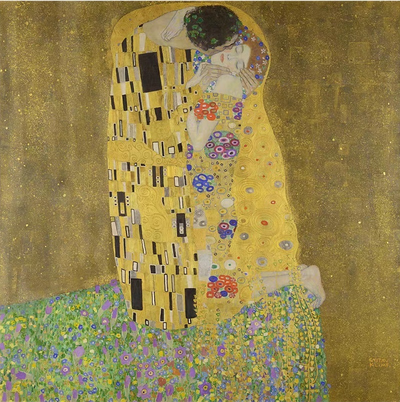 Klimt oil painting kiss Museum-level ultra-clear replica prints Dining room, bedroom, study, decorative painting minimalist
