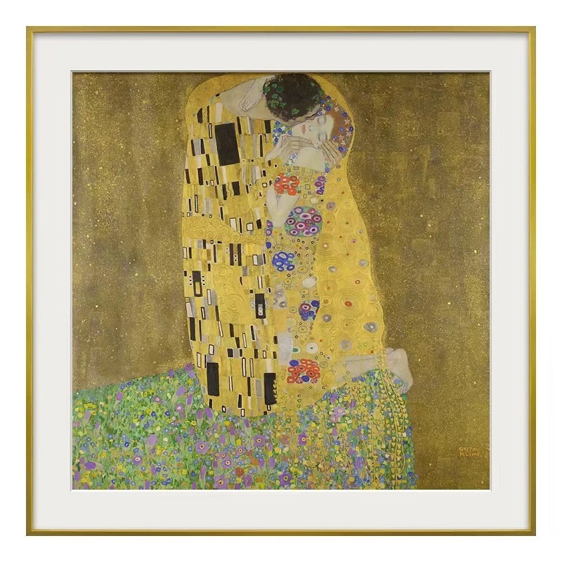 Klimt oil painting kiss Museum-level ultra-clear replica prints Dining room, bedroom, study, decorative painting minimalist