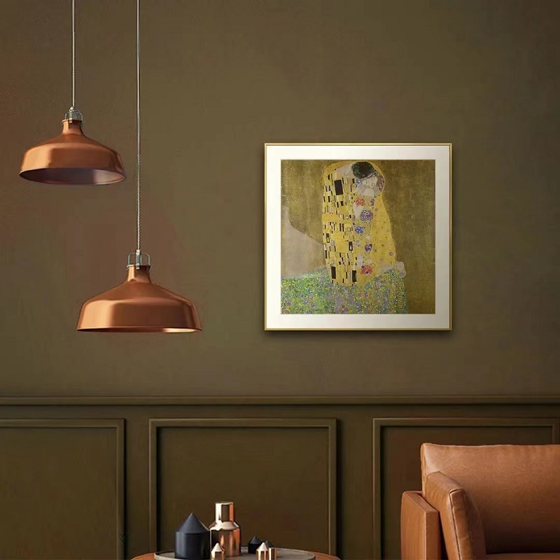 Klimt oil painting kiss Museum-level ultra-clear replica prints Dining room, bedroom, study, decorative painting minimalist