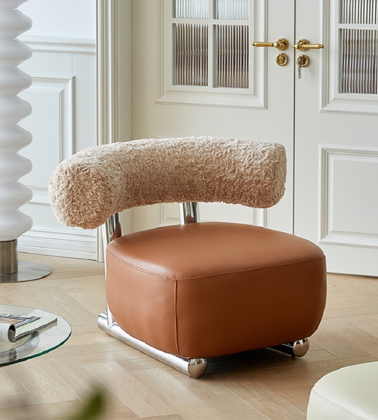 Sled sofa chair Nordic Italian light luxury single sofa chair stainless steel lazy sofa