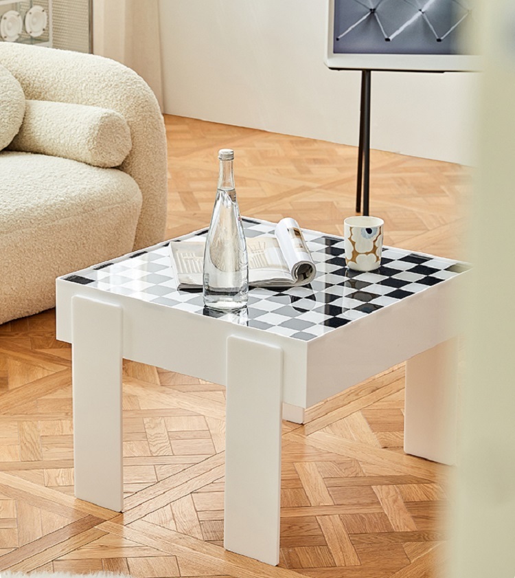 Nordic light luxury home combination checkerboard coffee table simple modern small apartment living room small table