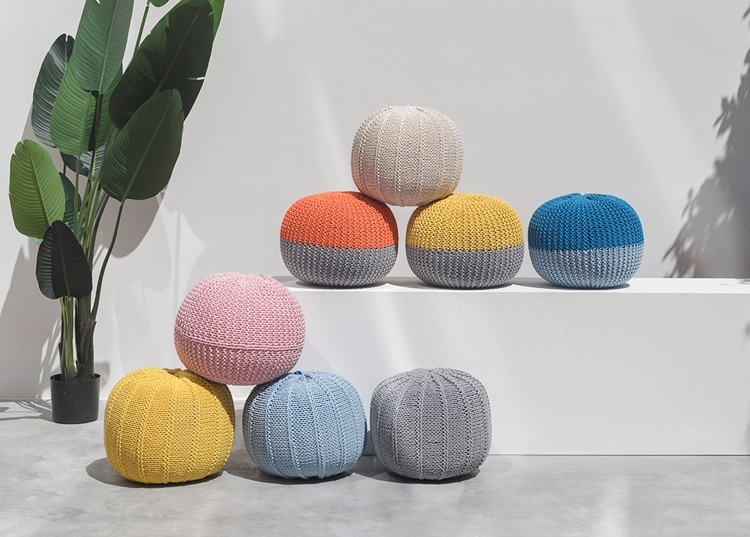 Nordic lazy sofa woolen small round stool creative floor balcony tatami cushion small sofa futon