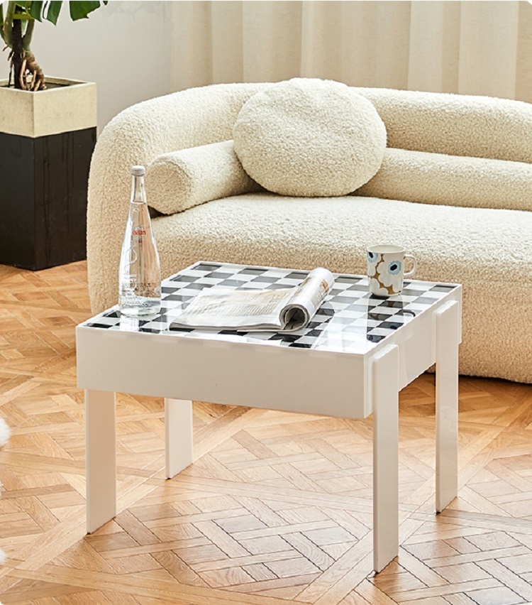 Nordic light luxury home combination checkerboard coffee table simple modern small apartment living room small table