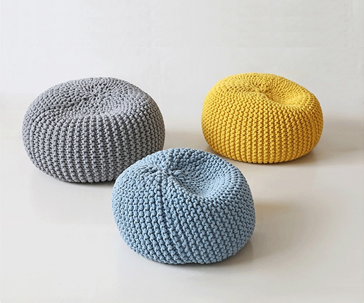 Nordic lazy sofa woolen small round stool creative floor balcony tatami cushion small sofa futon