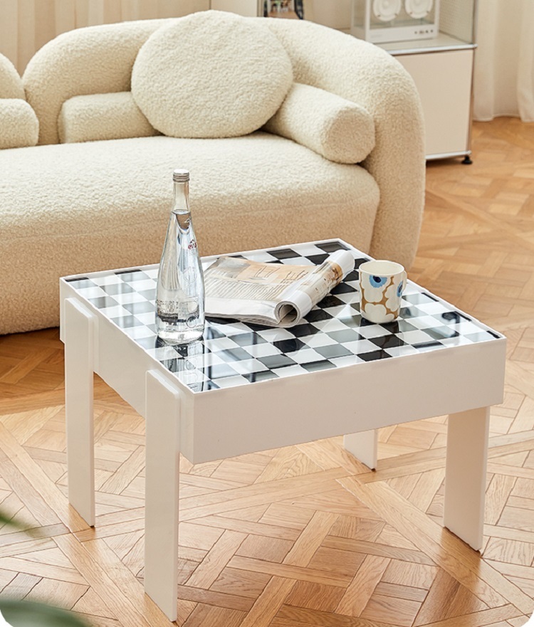 Nordic light luxury home combination checkerboard coffee table simple modern small apartment living room small table