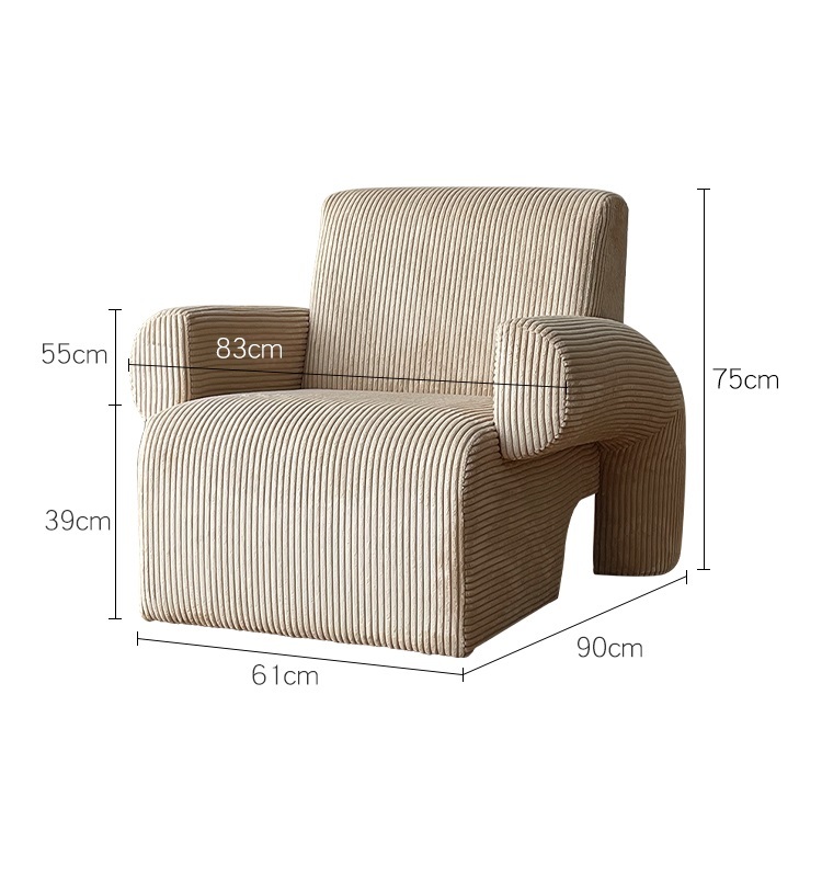 Savakoo Nordic vintage fabric sofa living room corduroy single lounge chair Italian high-end lazy sofa