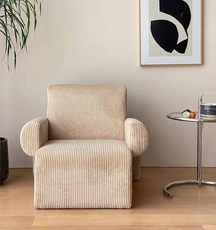 Savakoo Nordic vintage fabric sofa living room corduroy single lounge chair Italian high-end lazy sofa