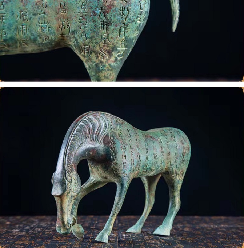 Savakoo Imitation Chinese ancient bronze lettering horse,drinking horse statue