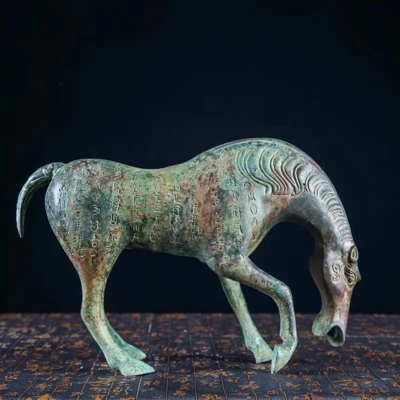 Savakoo Imitation Chinese ancient bronze lettering horse,drinking horse statue