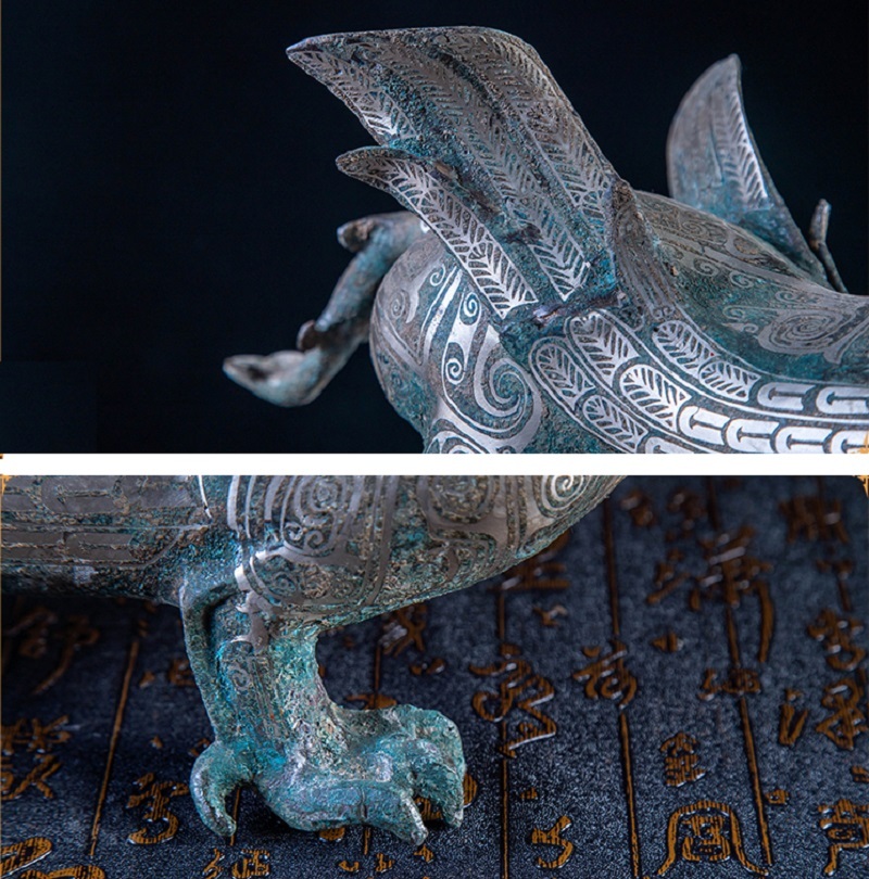 Savakoo Antique bronze inlaid winged divine beast