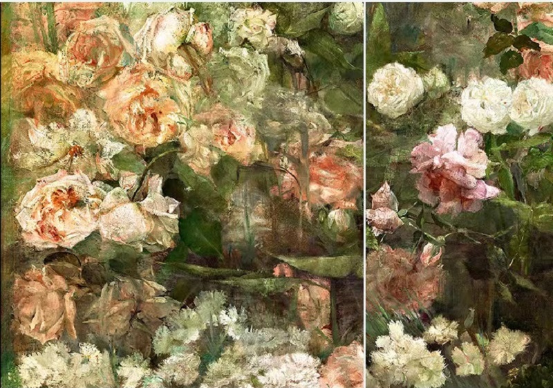 Maria Okie-Garden in May,landscape oil painting Decorative painting