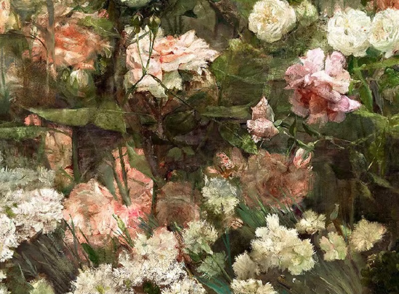 Maria Okie-Garden in May,landscape oil painting Decorative painting