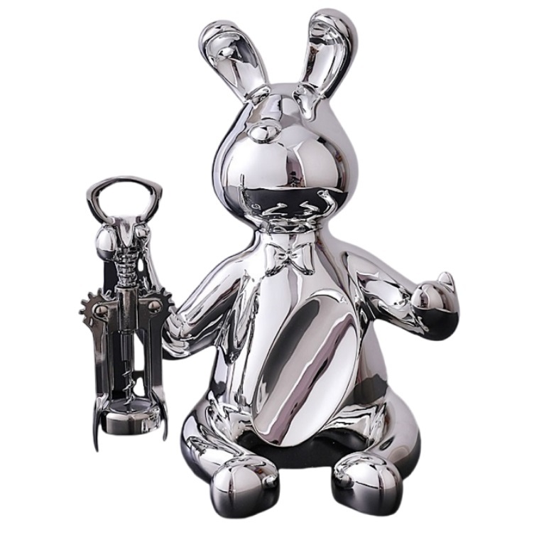 Savakoo Resin wine rack,Electroplated rabbit,wine rack ornaments