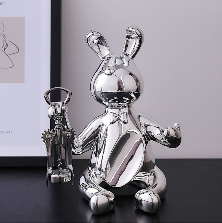 Savakoo Resin wine rack,Electroplated rabbit,wine rack ornaments