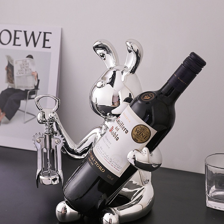 Savakoo Resin wine rack,Electroplated rabbit,wine rack ornaments