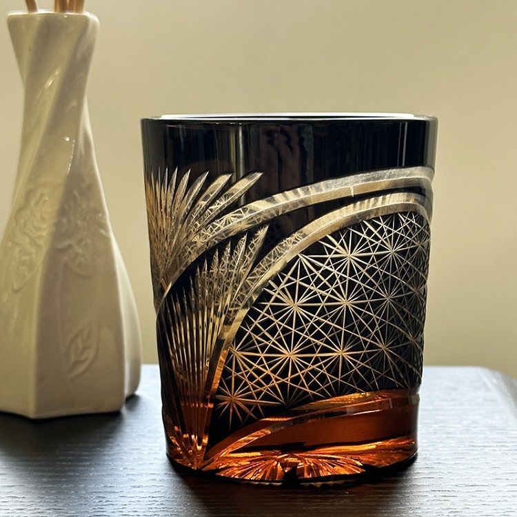 Savakoo Crane feather whiskey glass,hand-engraved crystal glass