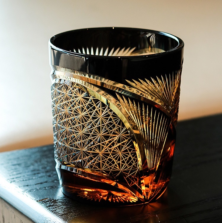 Savakoo Crane feather whiskey glass,hand-engraved crystal glass