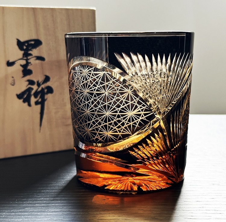 Savakoo Crane feather whiskey glass,hand-engraved crystal glass