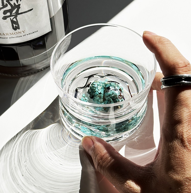 Savakoo turquoise whiskey glasses,Handmade,high-end