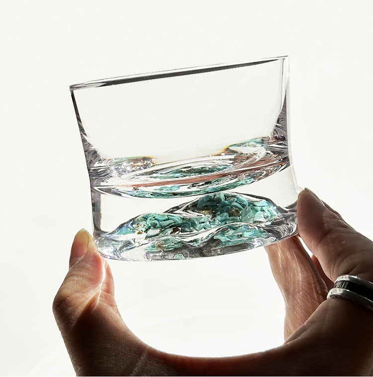 Savakoo turquoise whiskey glasses,Handmade,high-end