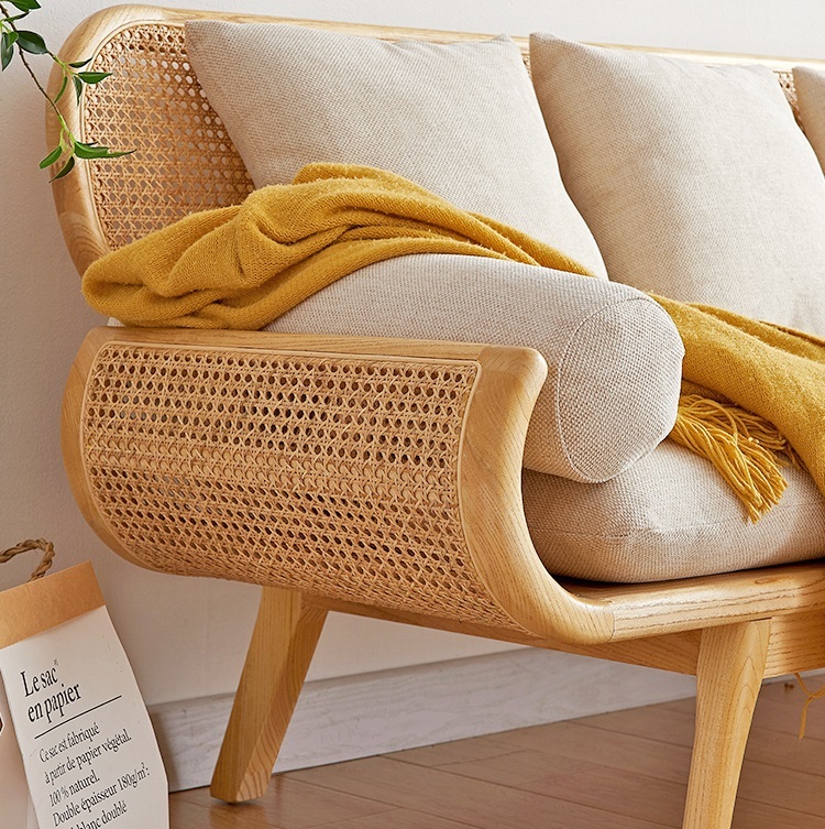 Savakoo Rattan three-seat sofa,in living room