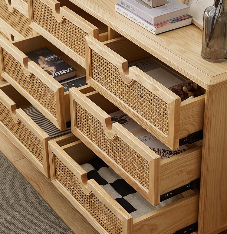 Savakoo Entrance cabinet,wood rattan drawer cabinet