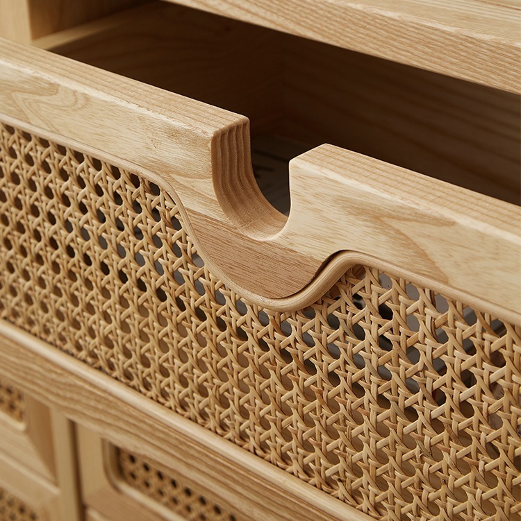 Savakoo Entrance cabinet,wood rattan drawer cabinet