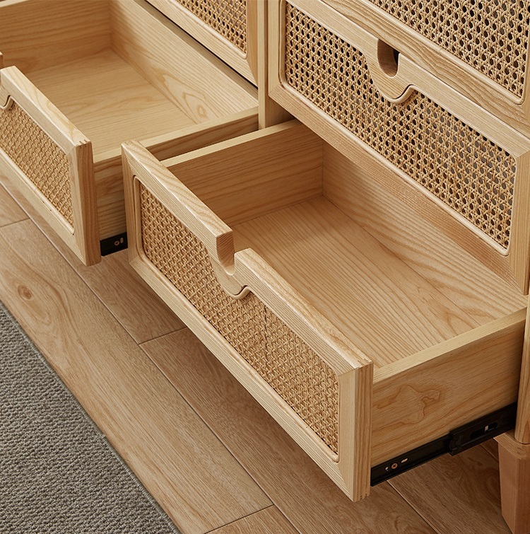 Savakoo Entrance cabinet,wood rattan drawer cabinet