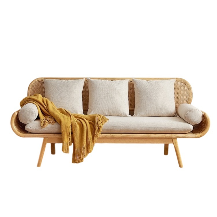Savakoo Rattan three-seat sofa,in living room