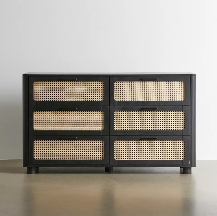 Savakoo clssic wood rattan drawer cabinet