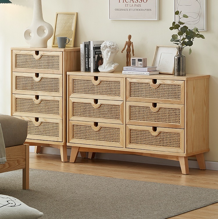 Savakoo Entrance cabinet,wood rattan drawer cabinet