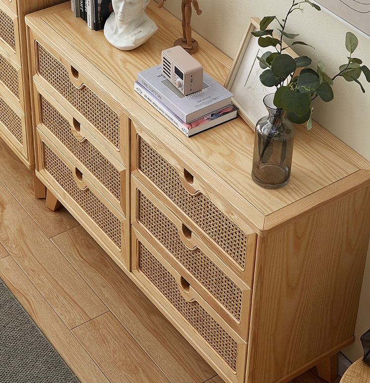 Savakoo Entrance cabinet,wood rattan drawer cabinet