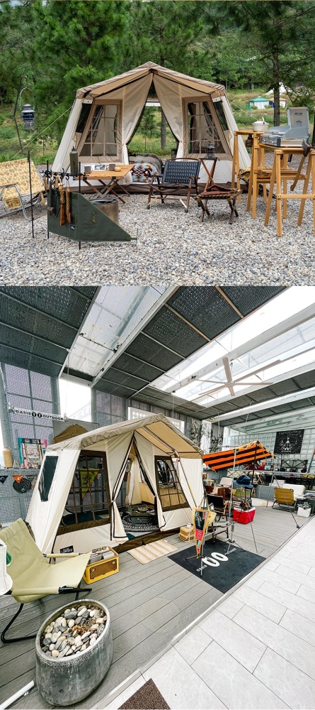 White outdoor camping tent
