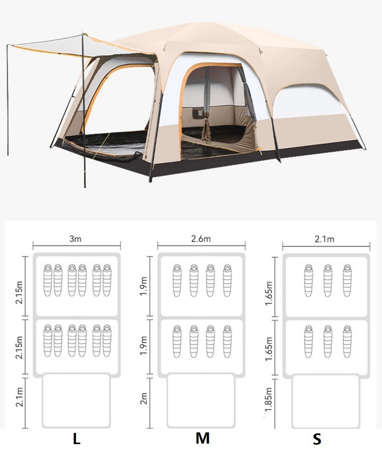 Two bedrooms and one living room outdoor camping