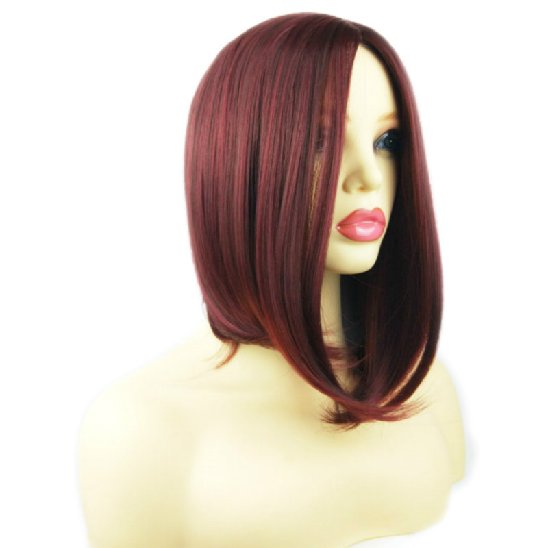 Short Bob Wig with Side-Swept Bangs for Women