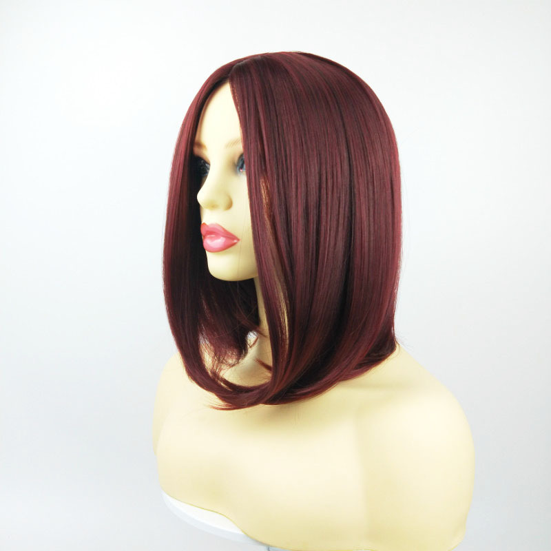 Short Bob Wig with Side-Swept Bangs for Women